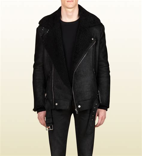 gucci shearling jacket men|Gucci men's jacket.